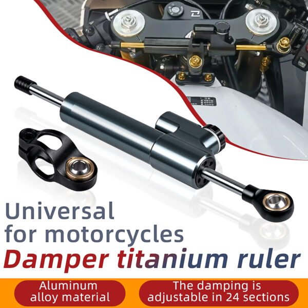 Universal Steering Damper Stabilizer, Linear Reversed Control, Speed sensitive Technology, for Most Motorcycles, Aluminum-SHORT