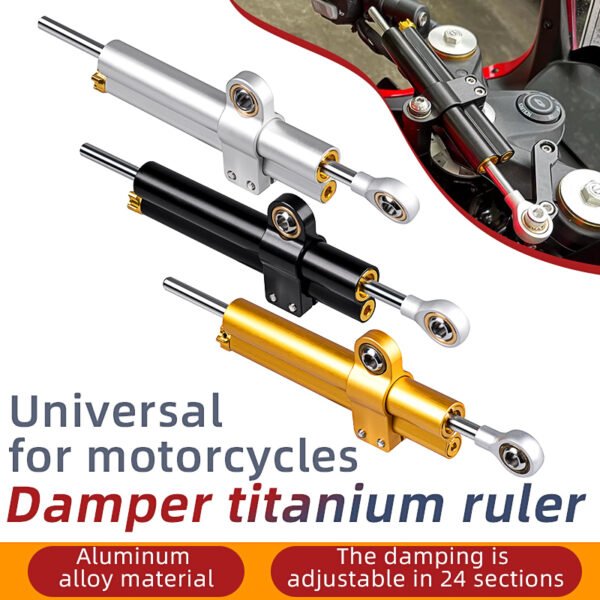 KIMISS Steering Damper Bracket, Universal Racing Motorcycle CNC Adjustable Steering Damper Stabilizer Buffer Control Bar -long